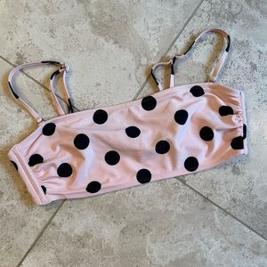 Itty bitty pink and black polka dot bikini top